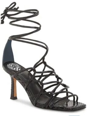 Vince Camuto Black Strappy Lace-Up High Heel Sandals